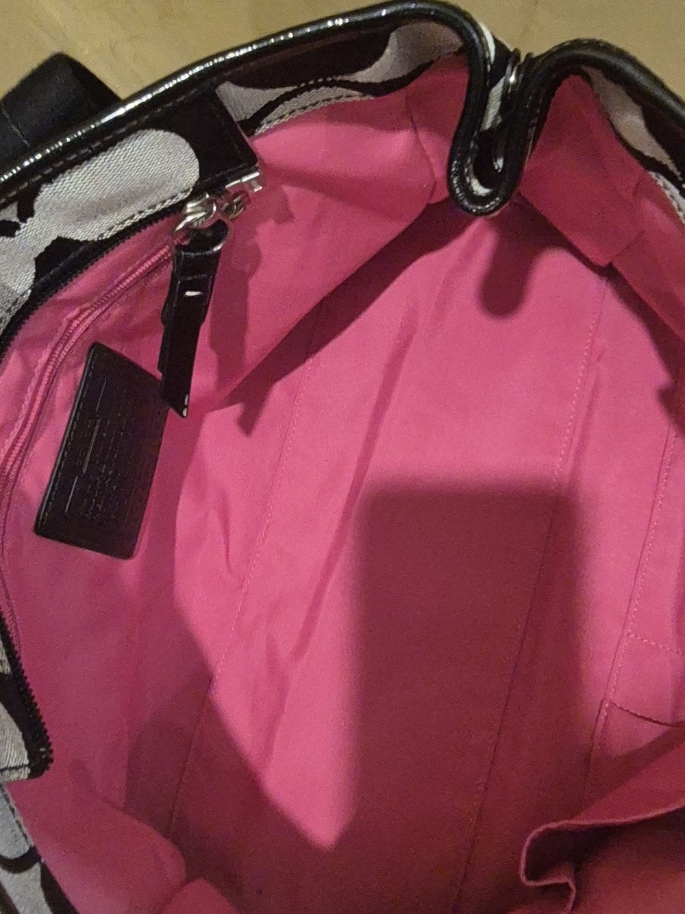 Coach Black and Cream Signature Canvas Tote with Studded Strap Accents - Picture 6 of 8